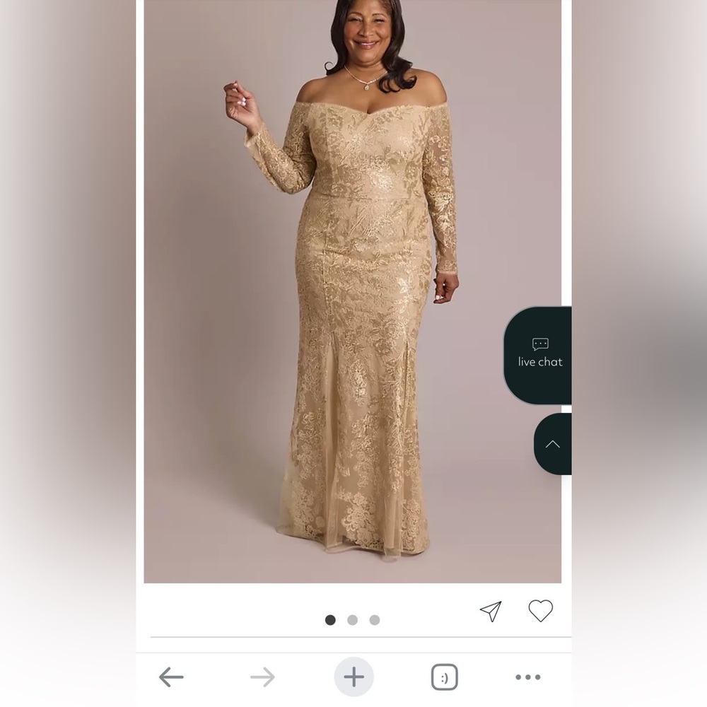 David's Bridal Champagne Lace Gown